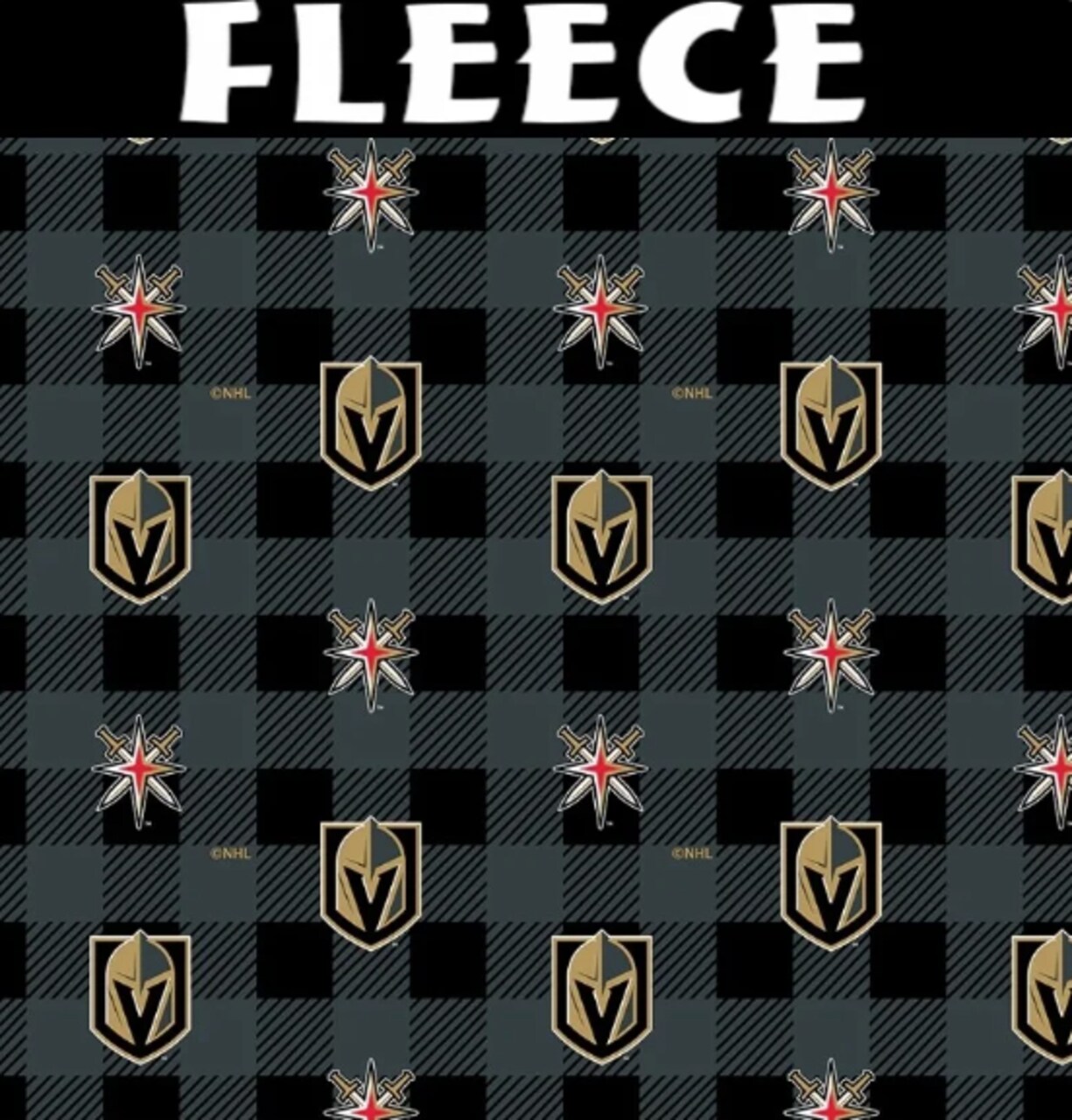 Licensed NHL Vegas Golden Knights Buffalo Plaid Fleece 1190-KNI Fabric by the Yard